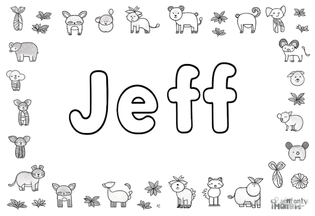 A coloring page of Coloring Fun with Jeff and Forest Friends