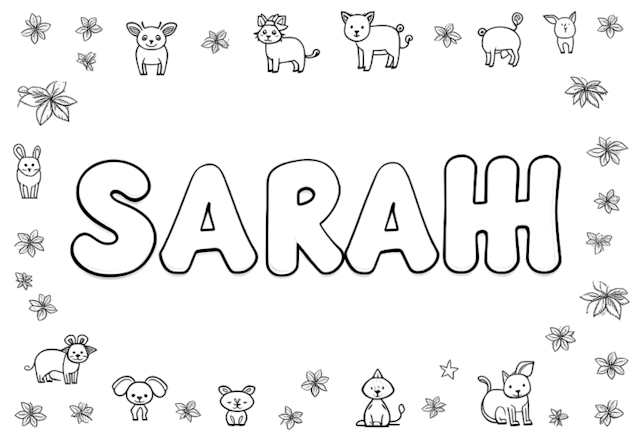 A coloring page of Sarah’s Animal Friends Coloring Page
