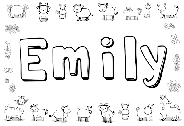 Emily’s Animal Friends Coloring Page