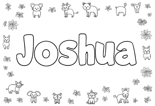 A coloring page of Joshua’s Animal Friends Coloring Page