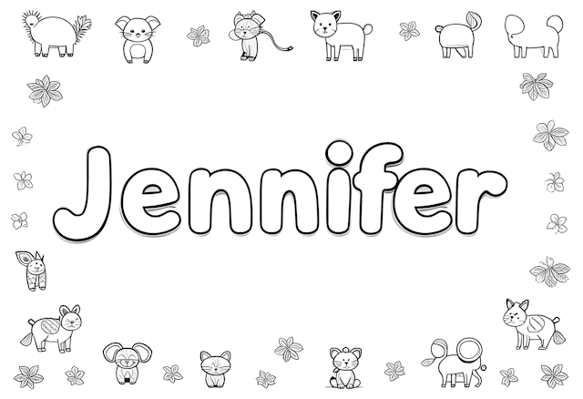 Jennifer’s Animal Friends Coloring Page