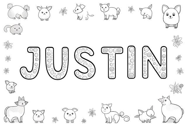 Justin’s Animal Friends Coloring Page