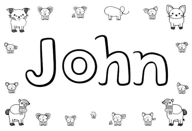 A coloring page of John’s Animal Friends Coloring Page
