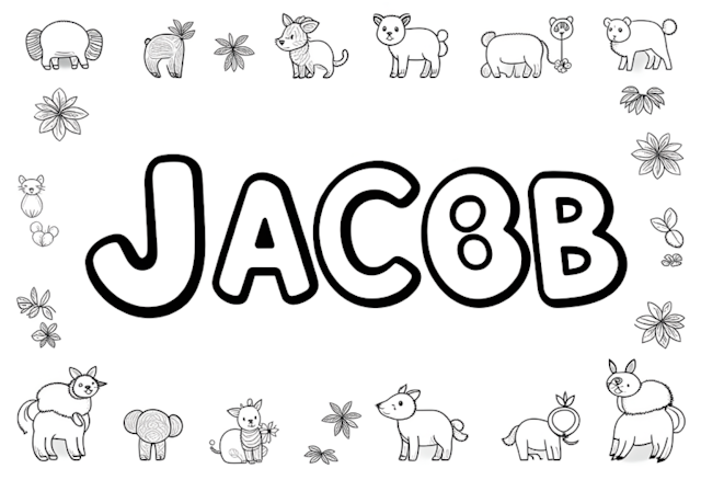 A coloring page of Jacob’s Animal Friends Coloring Page