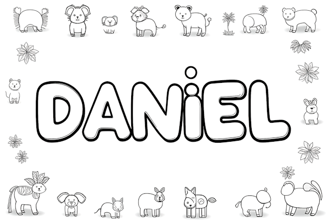 Daniel and His Animal Friends Coloring Page