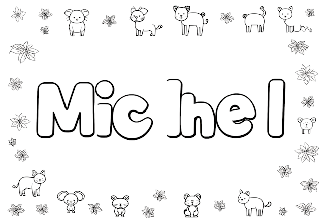 “Michel’s Animal Friends Coloring Page”