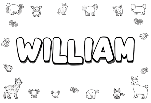 A coloring page of William’s Animal Friends Coloring Page