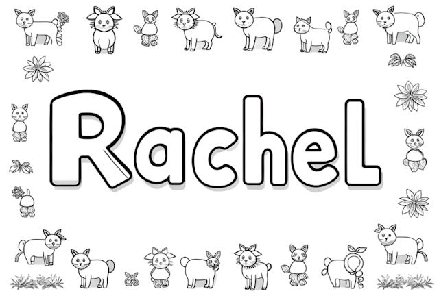 A coloring page of Rachel’s Animal Friends Coloring Page