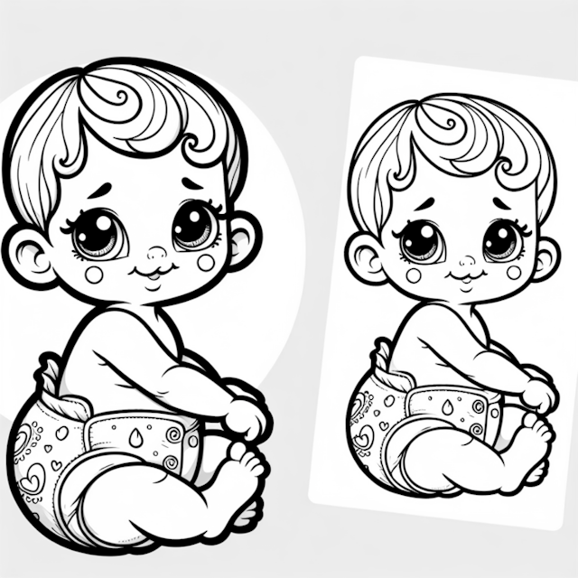 A coloring page of Adorable Baby Coloring Page