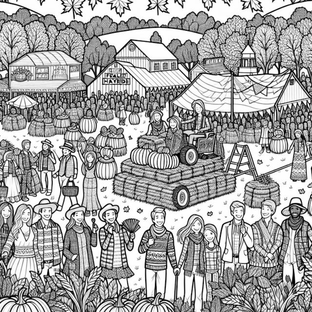 A coloring page of Autumn Harvest Festival Celebration