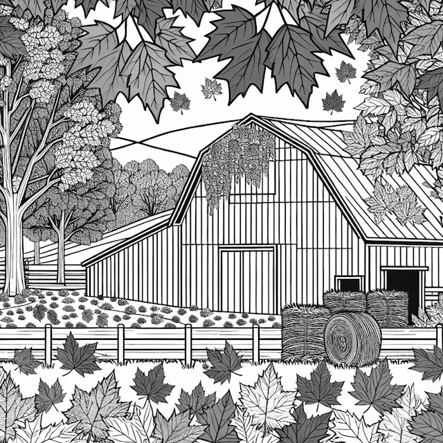 Autumn on the Farm Coloring Page
