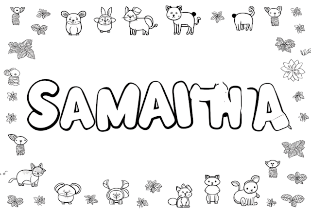 A coloring page of Samantha’s Animal Friends Coloring Fun