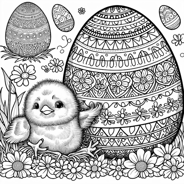 Baby Chick’s Easter Adventure Coloring Page