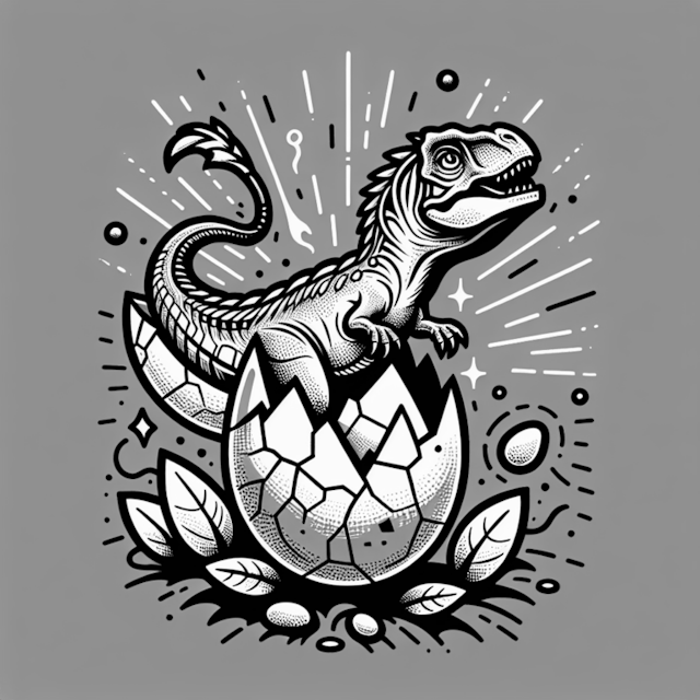 A coloring page of Baby Dinosaur Hatching Adventure