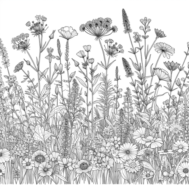 A coloring page of Blooming Garden Wonderland Coloring Page
