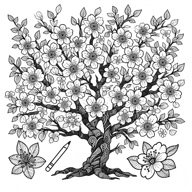 Blossoming Tree Coloring Page