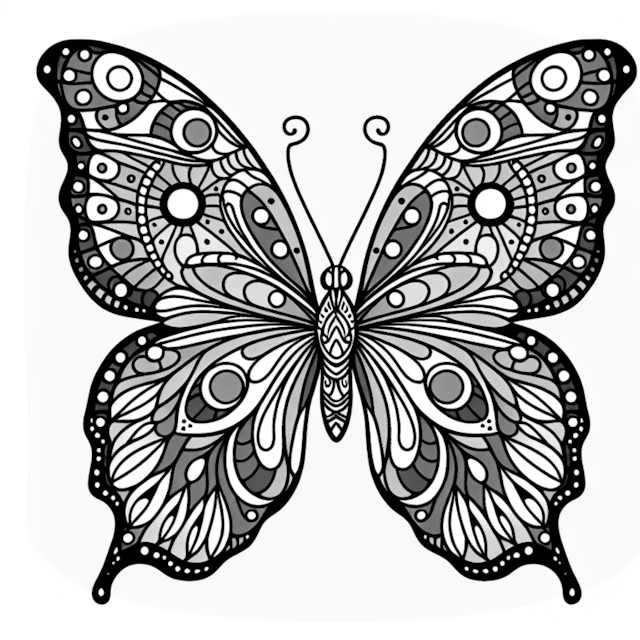 A coloring page of Blue Monarch Butterfly Coloring Page