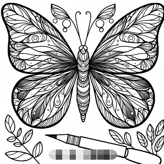 A coloring page of Butterfly Kaleidoscope Coloring Adventure