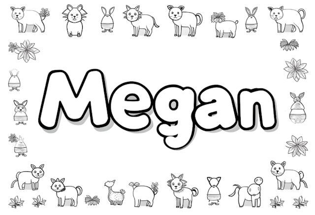 A coloring page of Megan’s Animal Friends Coloring Page