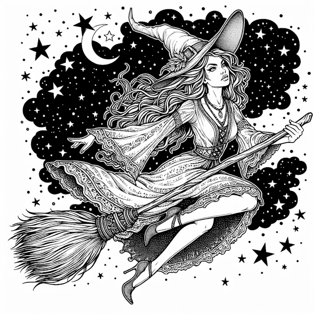 Celeste the Enchanting Witch’s Midnight Flight