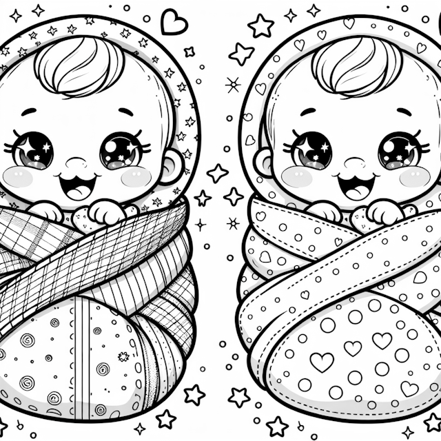 Colorful Cuddles: Baby Twins in Blankets