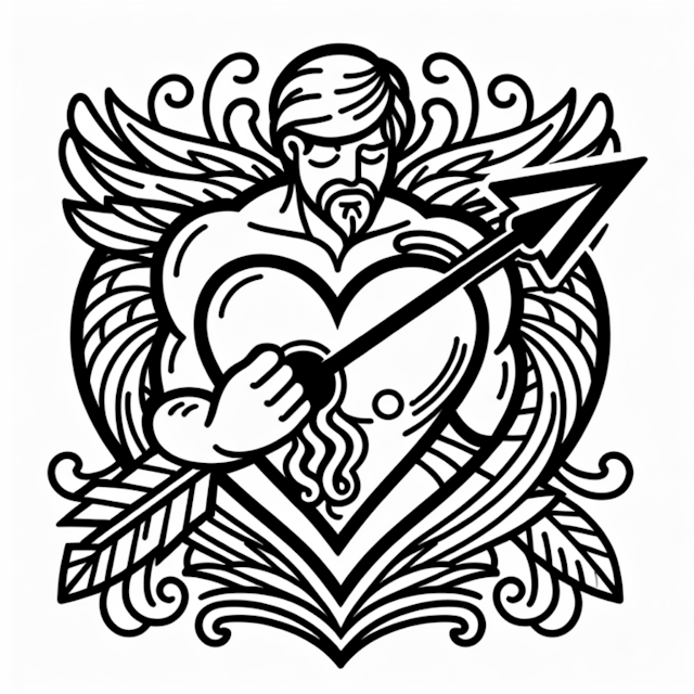 A coloring page of Cupid’s Arrow of Love