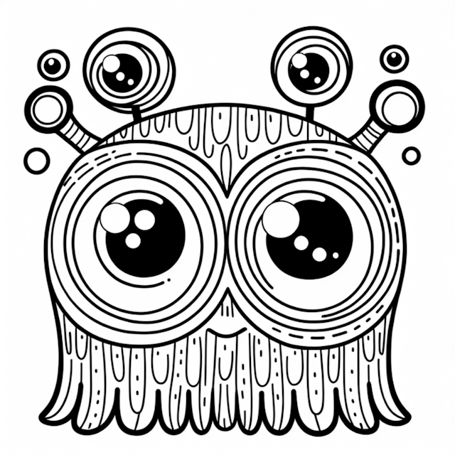 A coloring page of Cute Alien with Big Eyes Coloring Page