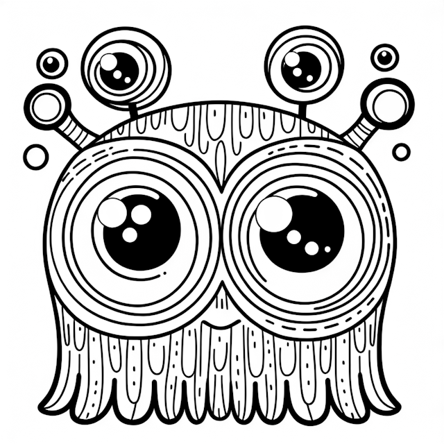 Cute Alien with Big Eyes Coloring Page