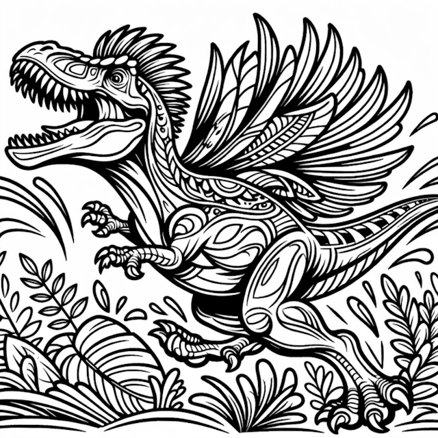 A coloring page of Decorative Dinosaur Adventure
