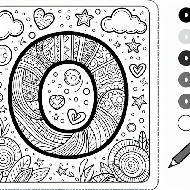 A coloring page of Decorative Letter “O” Coloring Extravaganza