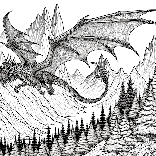 Dragon in the Mountains Coloring Adventure