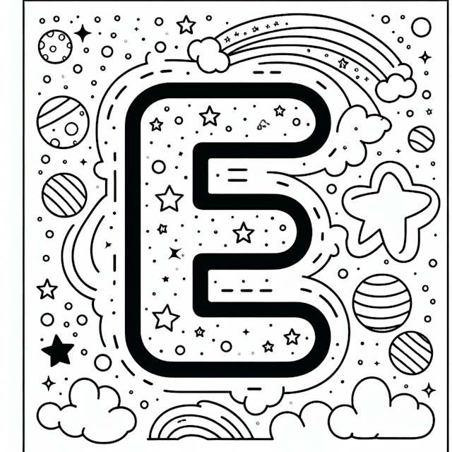 “E is for Exploring the Cosmos Coloring Page”