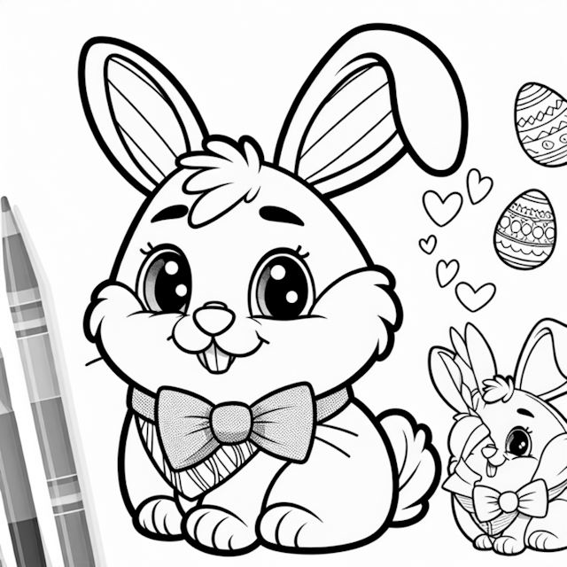 A coloring page of Easter Bunny Fun Coloring Page