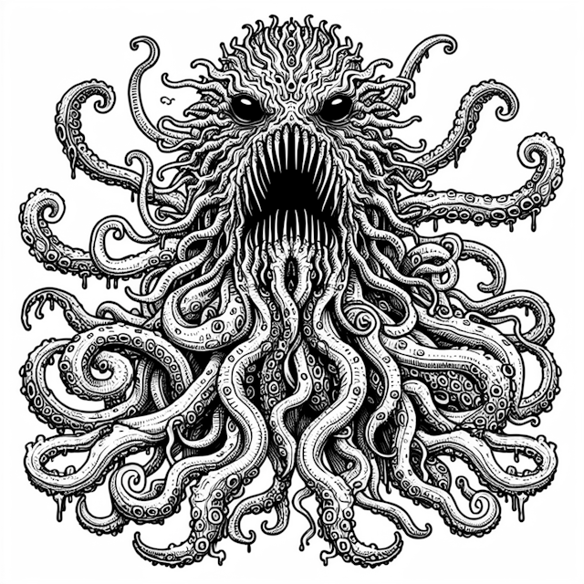 Eldritch Tentacle Monster Coloring Page