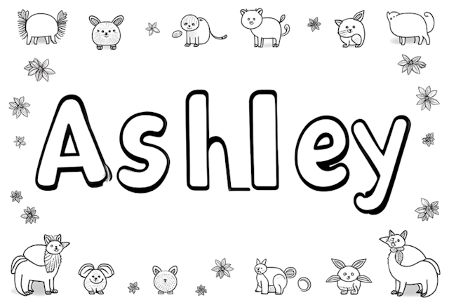 A coloring page of Ashley’s Animal Friends Coloring Page