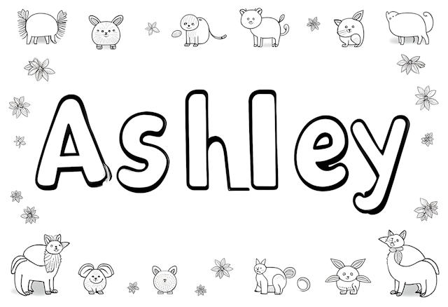 Ashley’s Animal Friends Coloring Page