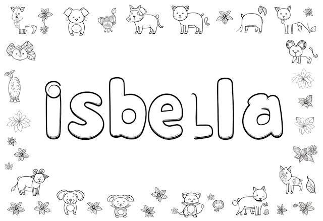 Isabella’s Animal Friends Coloring Page