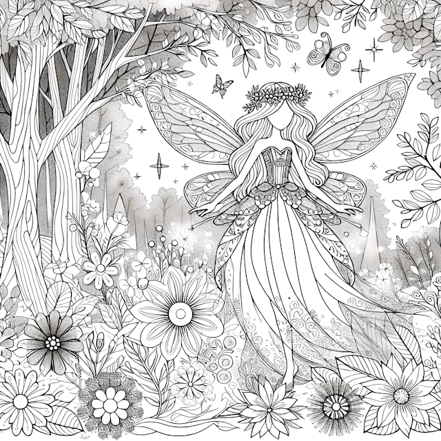 Fairy in Enchanted Flower Garden