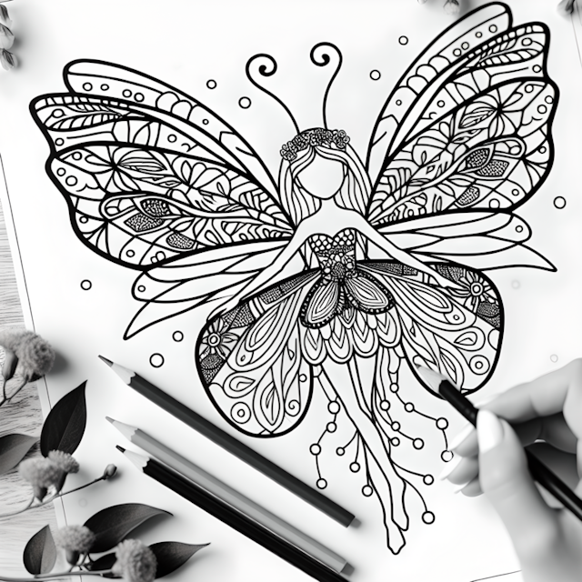 A coloring page of Fairy Princess Coloring Adventure