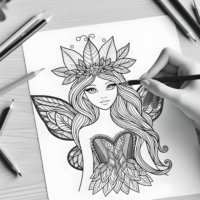 A coloring page of Fairy Princess Coloring Page