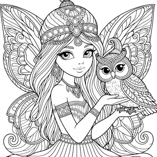 Fairy Princess with Her Owl Companion