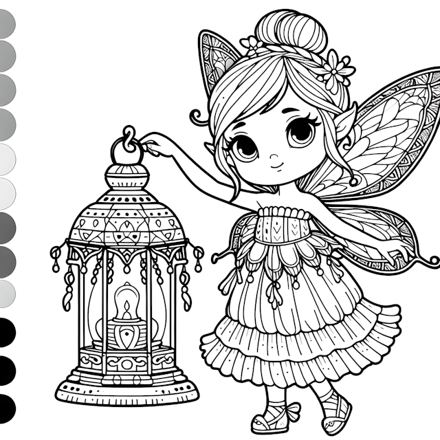 Fairy Princess with Lantern Coloring Page