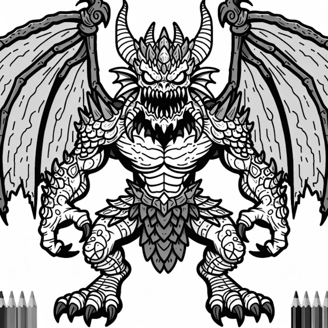 A coloring page of Ferocious Dragon Monster Coloring Page