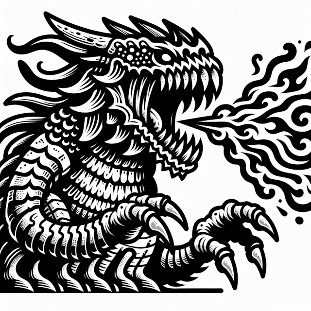 Fire-Breathing Dragon Coloring Page