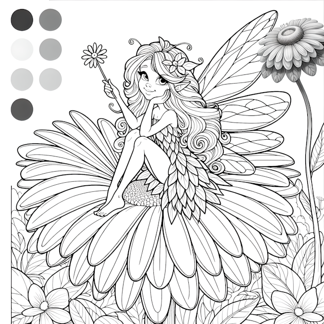 Flower Fairy Sits on a Bloom