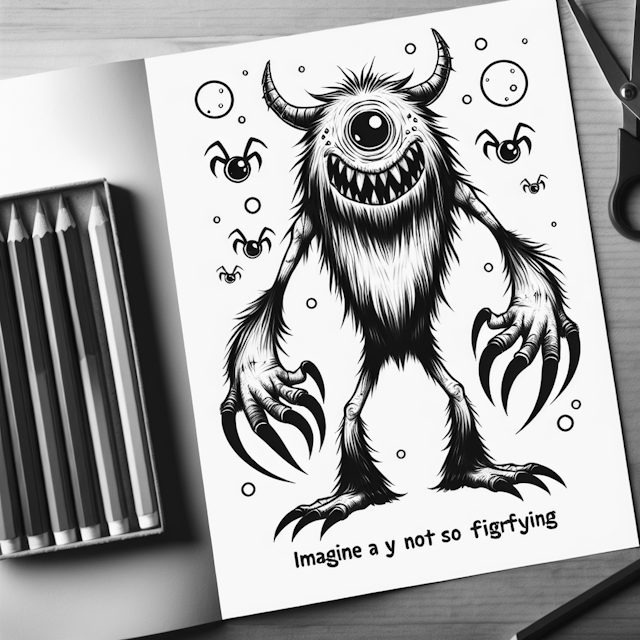 Friendly Monster and Spiders Coloring Fun