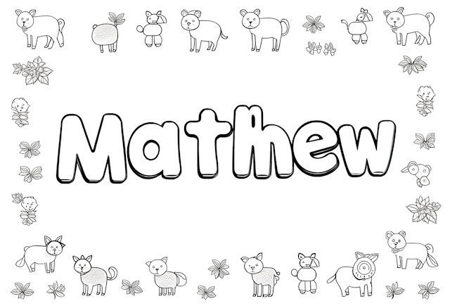 Mathew’s Animal Friends Coloring Page