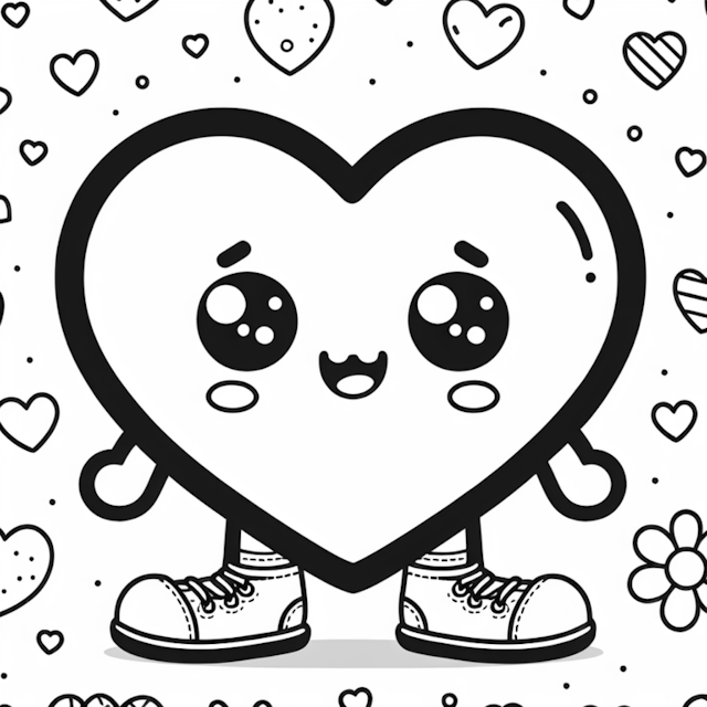 A coloring page of Happy Heart Adventures Coloring Page