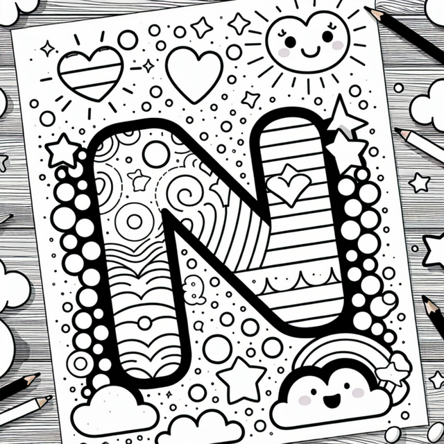 Happy Letter N Coloring Page | ColorBliss