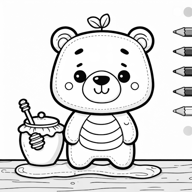 A coloring page of Honey Bear’s Sweet Treat Coloring Page